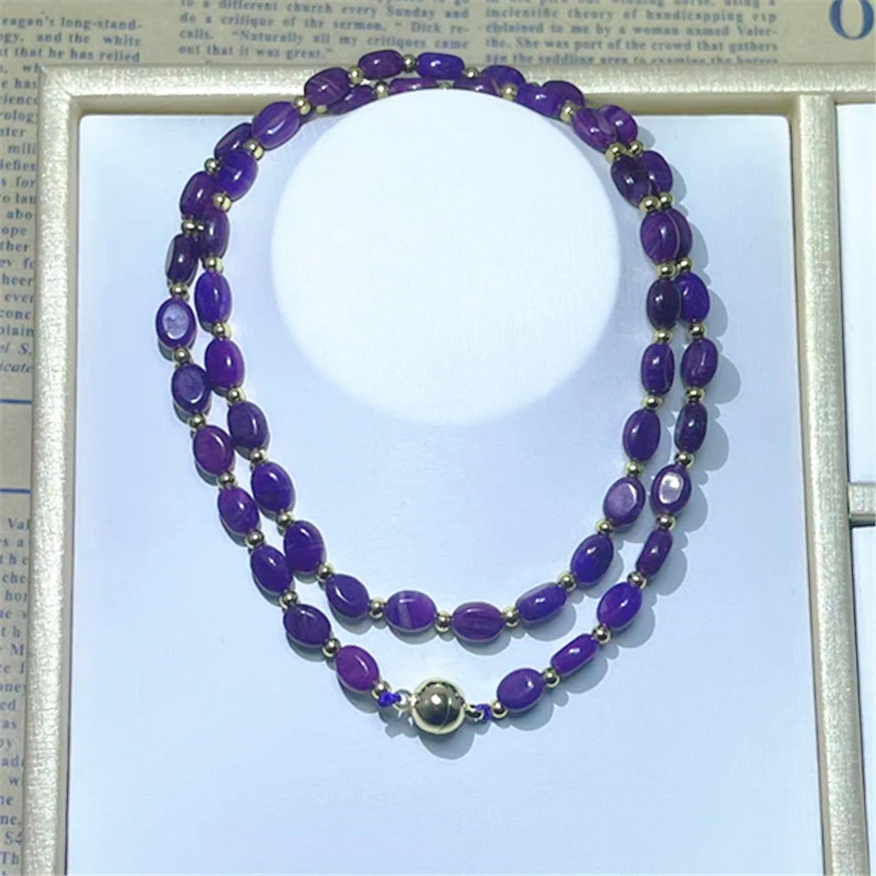 非金属玻璃轻奢时尚紫舒小米链项链吊坠A374