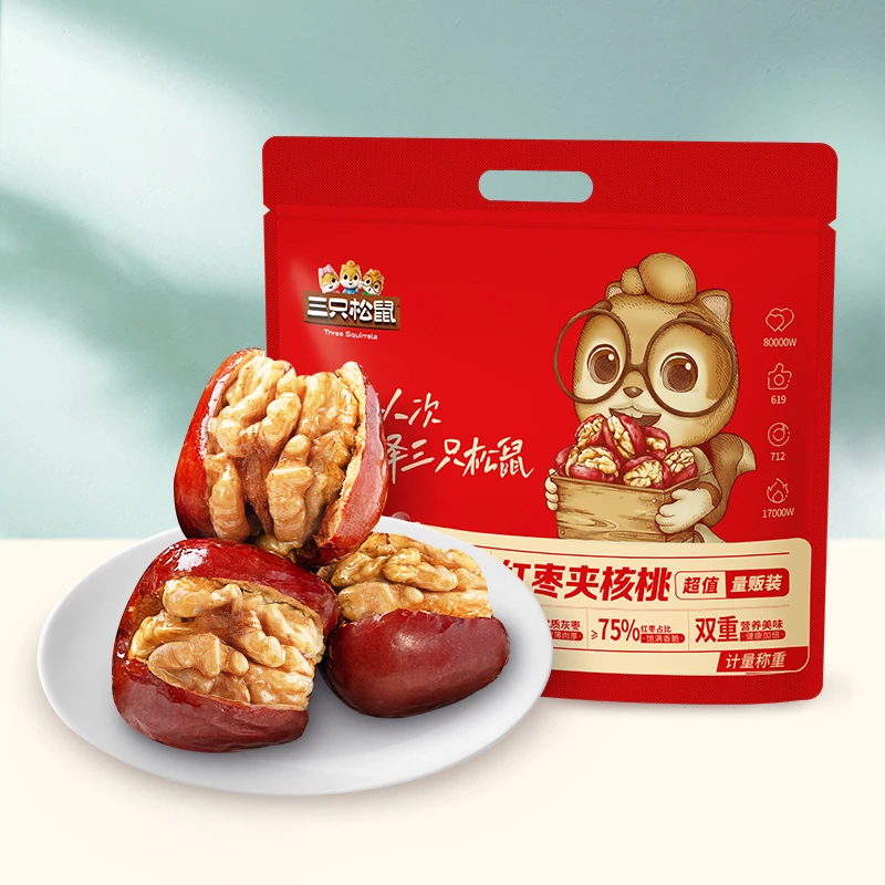 【三只松鼠】量贩袋装_红枣夹核桃/400g