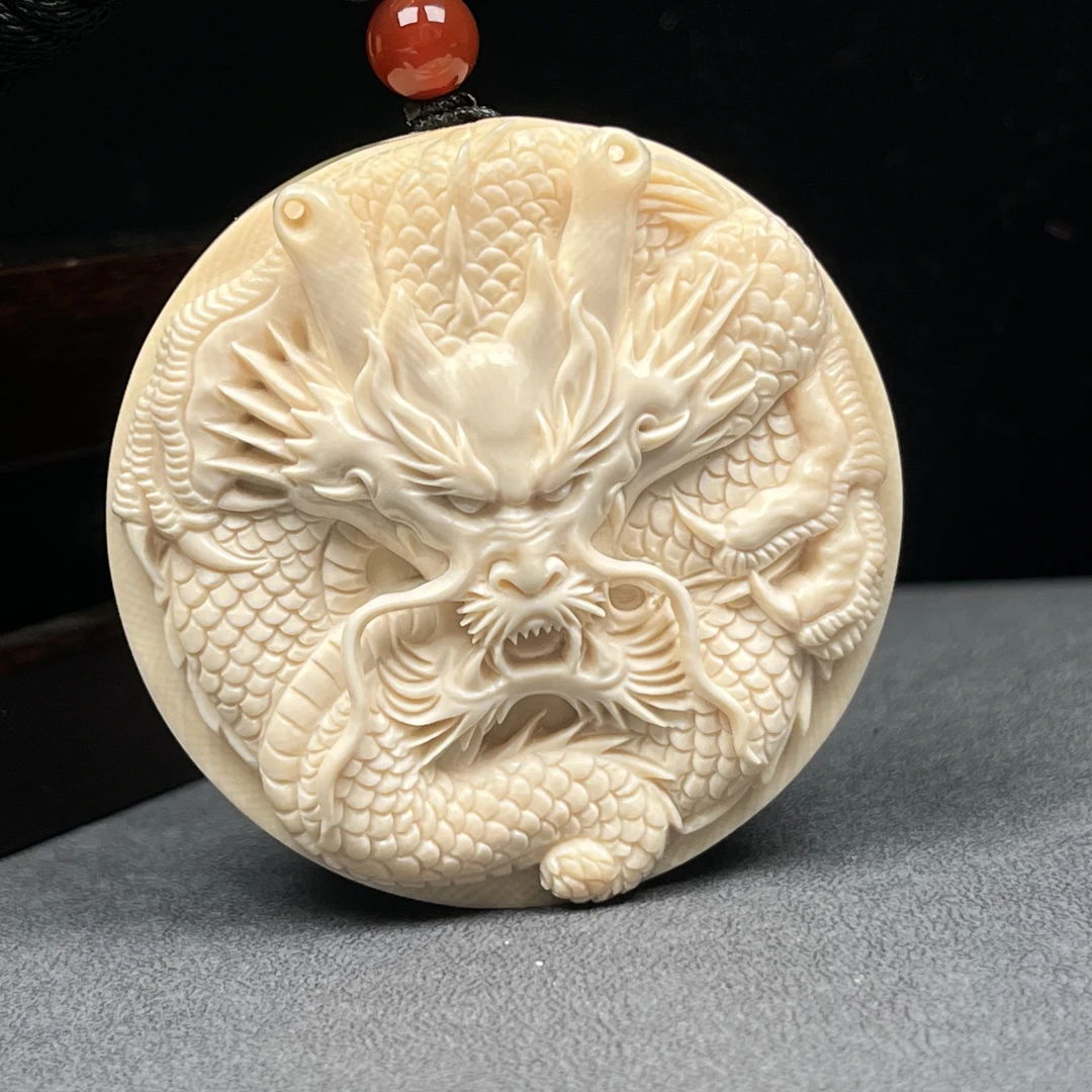 H1925天然猛犸牙 雕刻牌 56*19mm支持鉴定 假一罚四