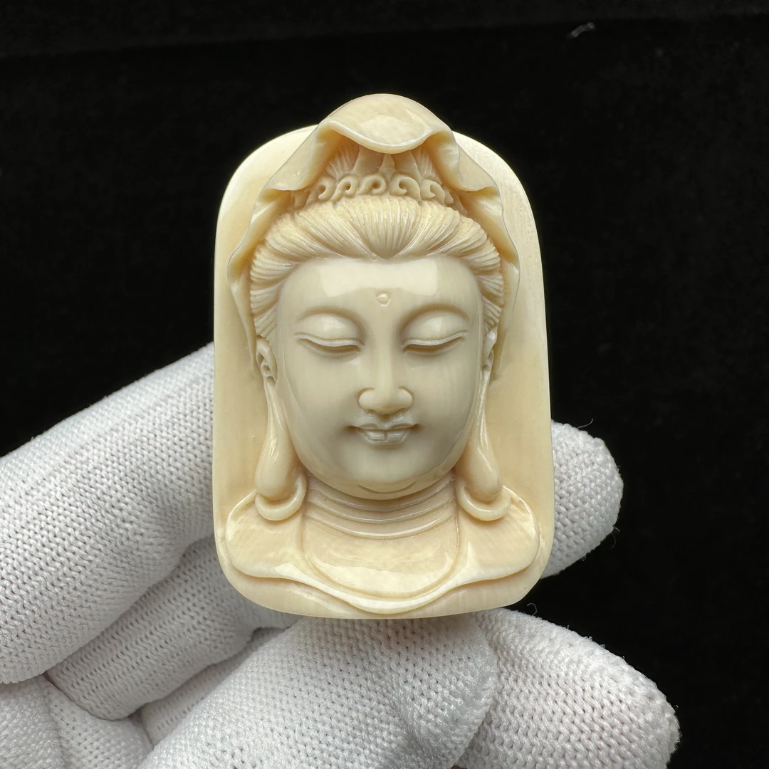 H1244天然猛犸牙 观音 32.6*45*19mm支持鉴定 假一罚四