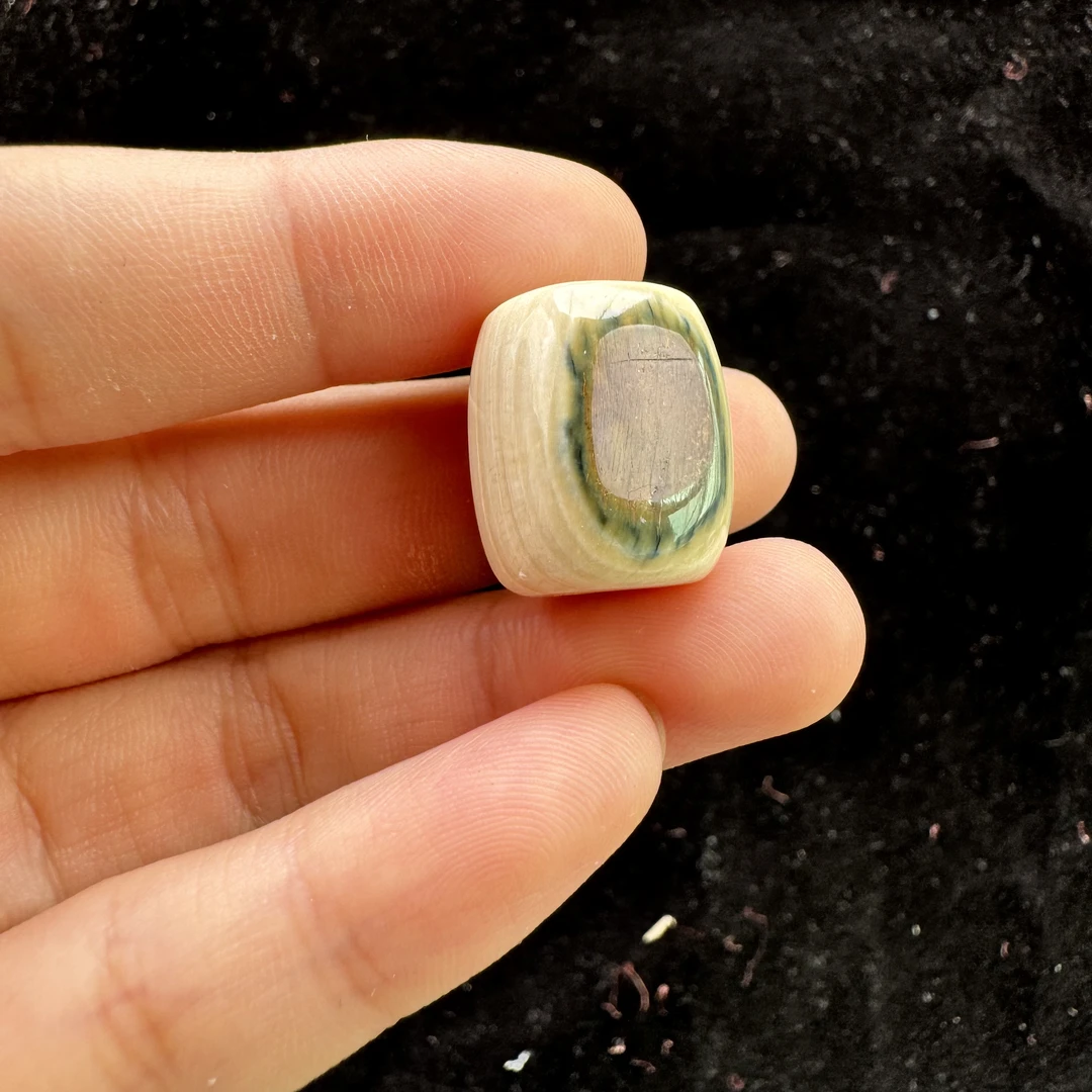 S6232天然猛犸牙 蓝眼睛桶珠 14.8*17mm 支持复检 假一罚四