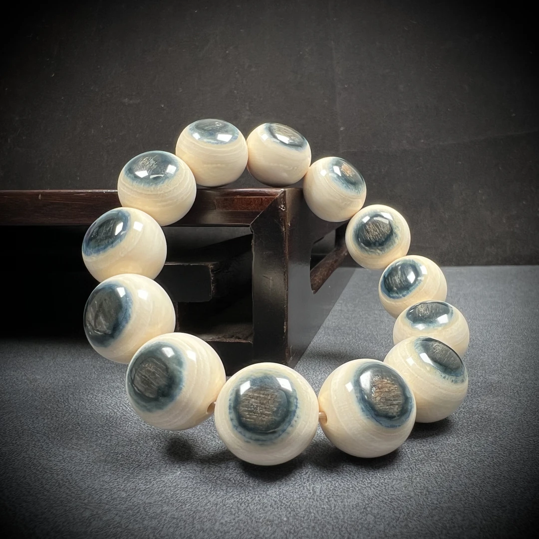 Q4367天然猛犸牙蓝眼睛单圈17mm支持鉴定 假一罚四