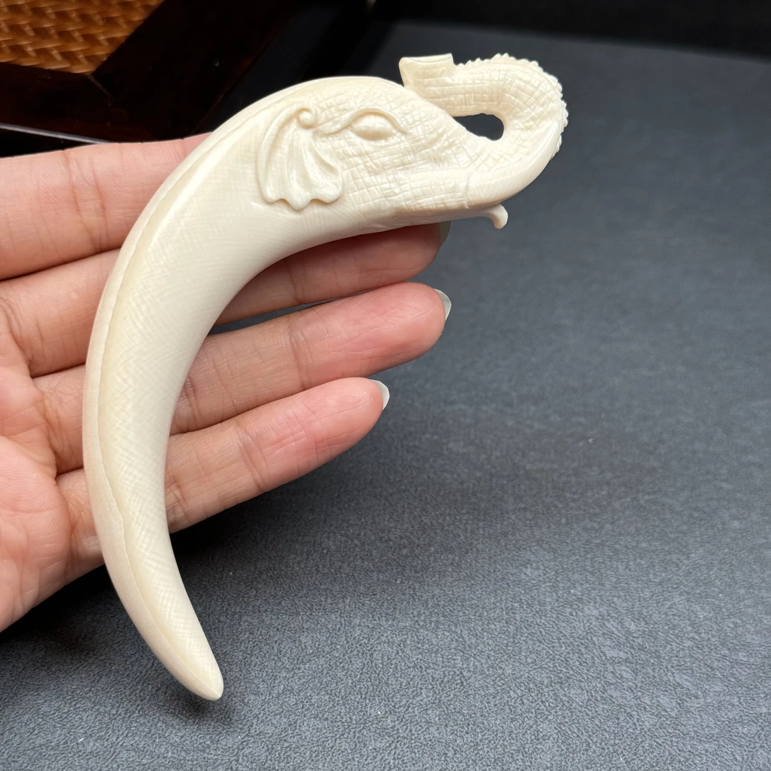 K4194天然猛犸牙 雕刻象牙尖 14*106*23mm支持鉴定 假一罚四