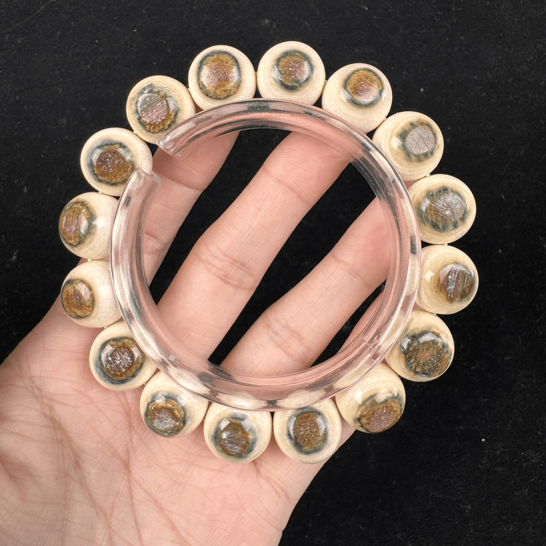 F5721天然猛犸象牙精品蓝眼睛手串14.3mm支持鉴定假一罚四