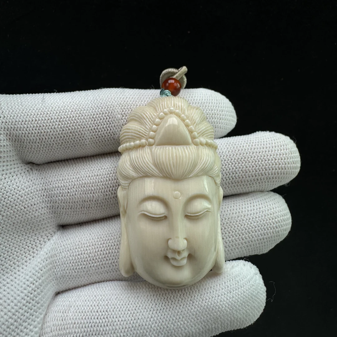 H1466天然猛犸牙 雕刻观音 29*52*18mm支持鉴定 假一罚四