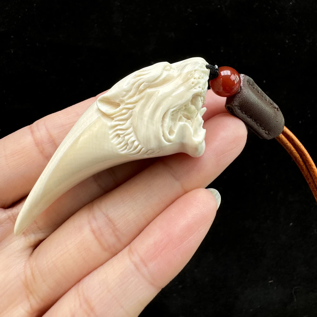 H87-25天然猛犸牙 雕刻龙牙尖20*63*21mm  支持复检假一罚四