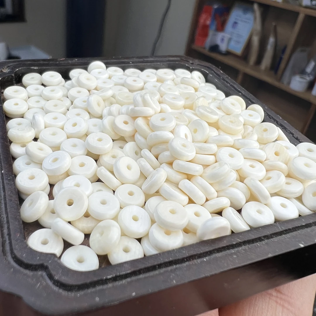 D03天然猛犸牙隔片6x2 8x3 10x3mm  1.2mm孔道