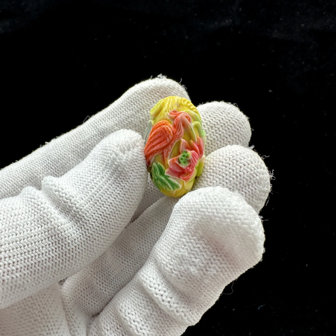 J6602天然猛犸牙 彩绘珠 15*25mm支持鉴定 假一罚四