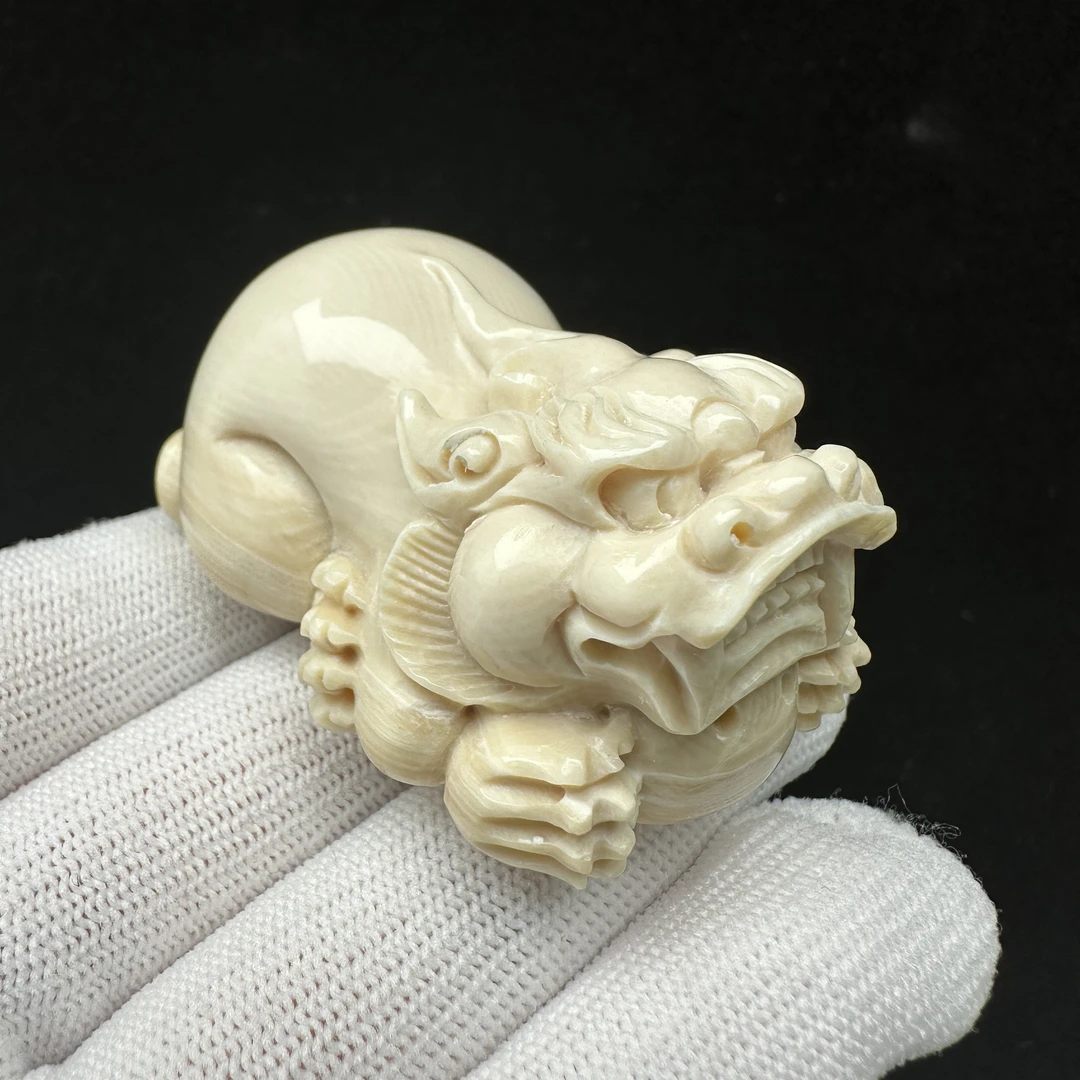 K1221天然猛犸牙雕刻貔貅 36.5*28*51mm支持鉴定 假一罚四
