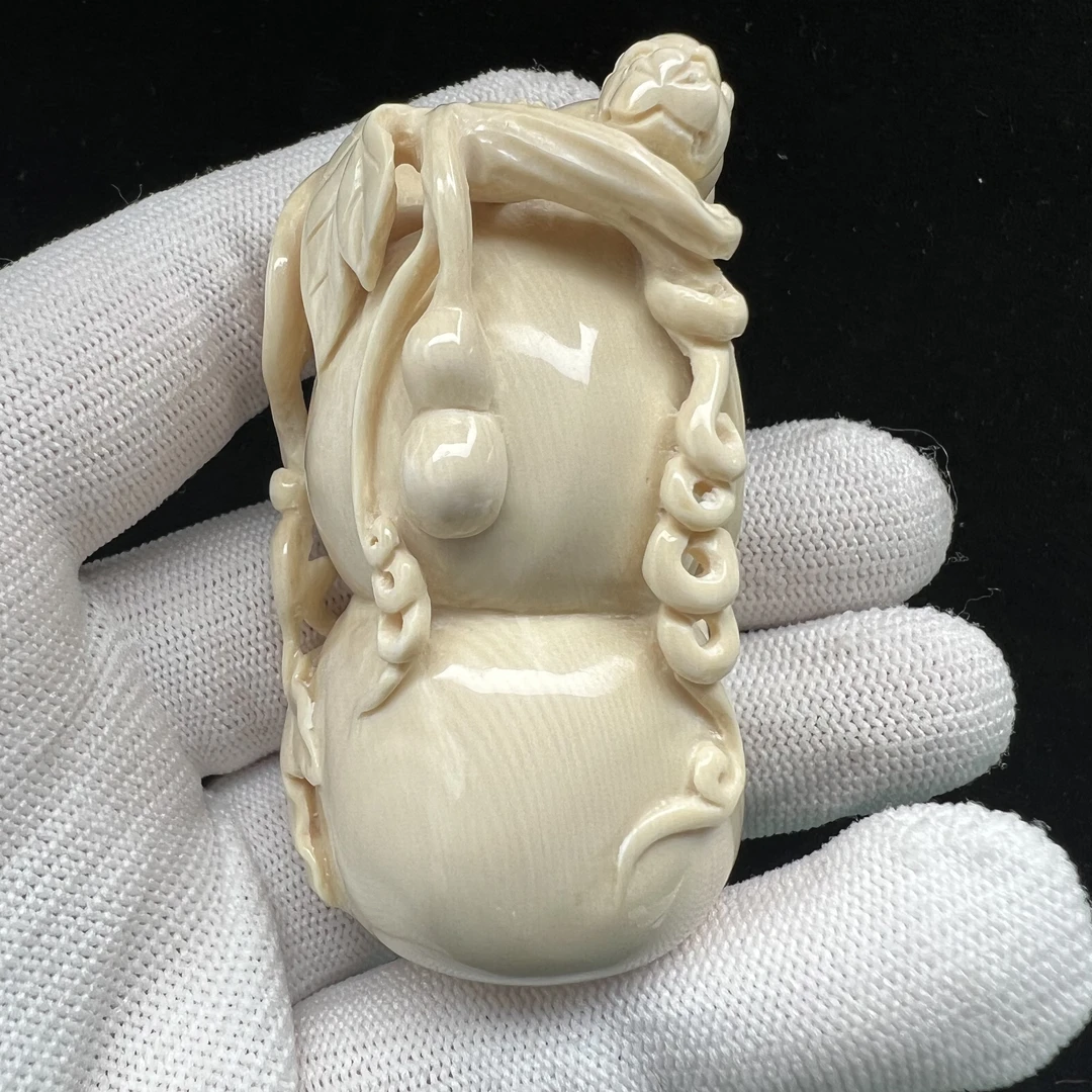 H2655天然猛犸牙葫芦手把件33*60 mm 支持鉴定 假一罚四