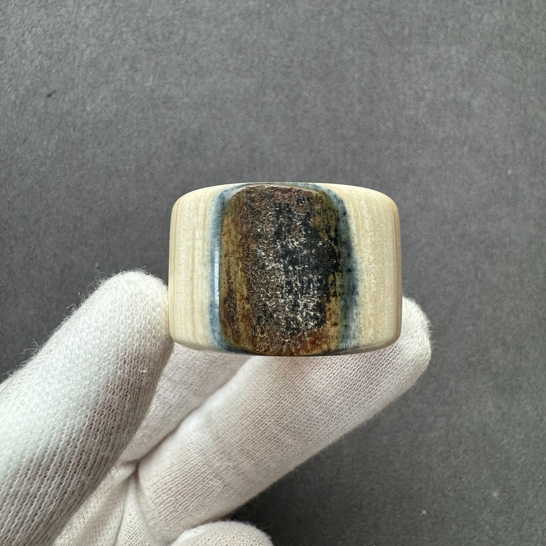 J4585天然猛犸牙20.5mm扳指 支持鉴定 假一罚四