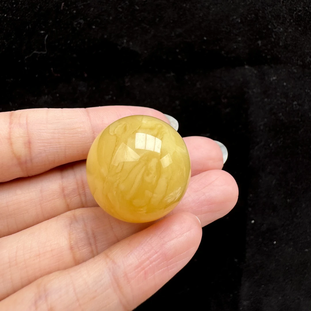 M2053 T018天然原矿蜜蜡圆珠24mm 北京抖音基地先鉴后发