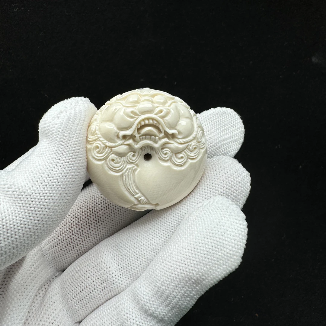 P8786天然猛犸牙雕刻平安扣 36.8*19mm支持鉴定 假一罚四