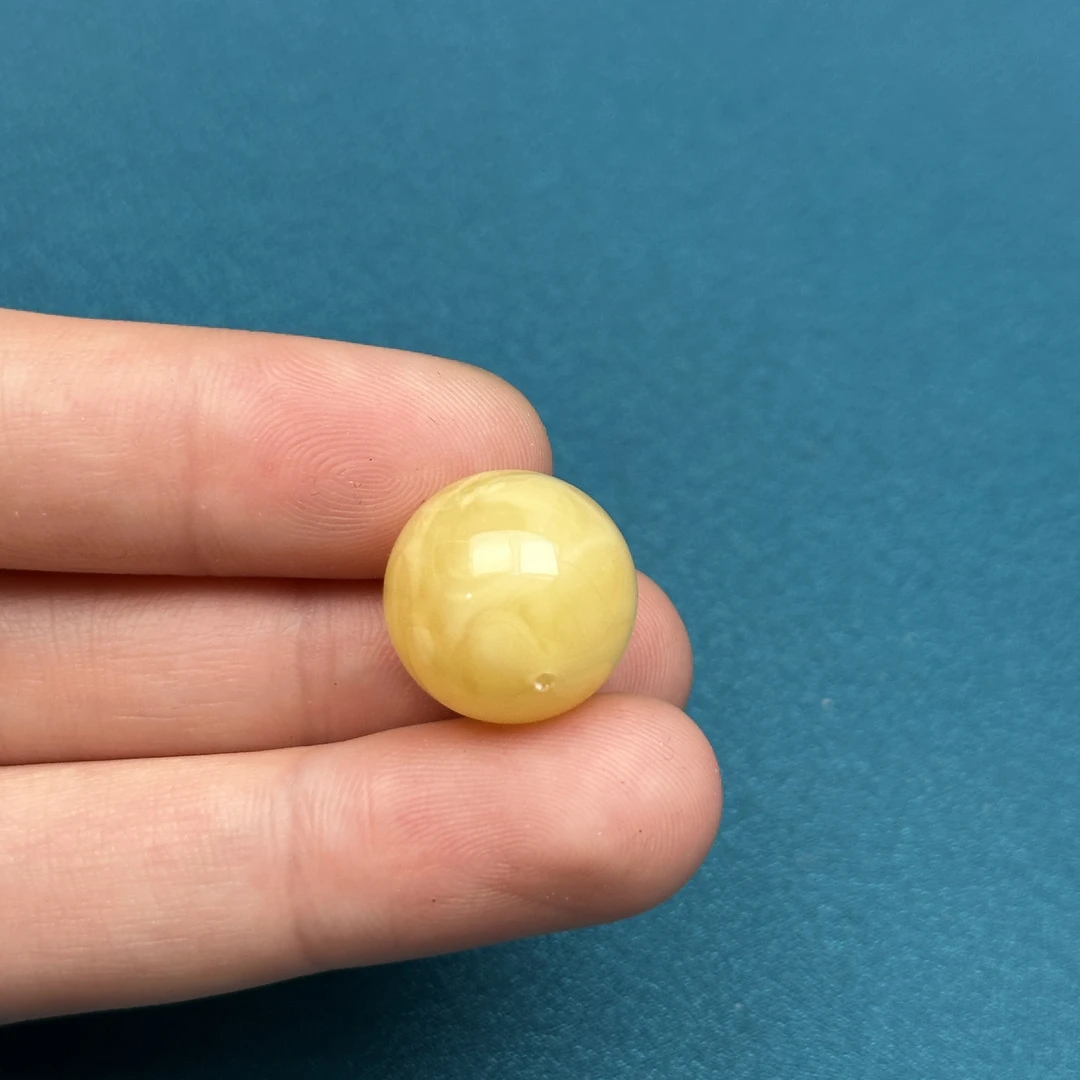 M5306天然原矿蜜蜡 鸡油黄 单珠 15.6mm抖音基地质检发货