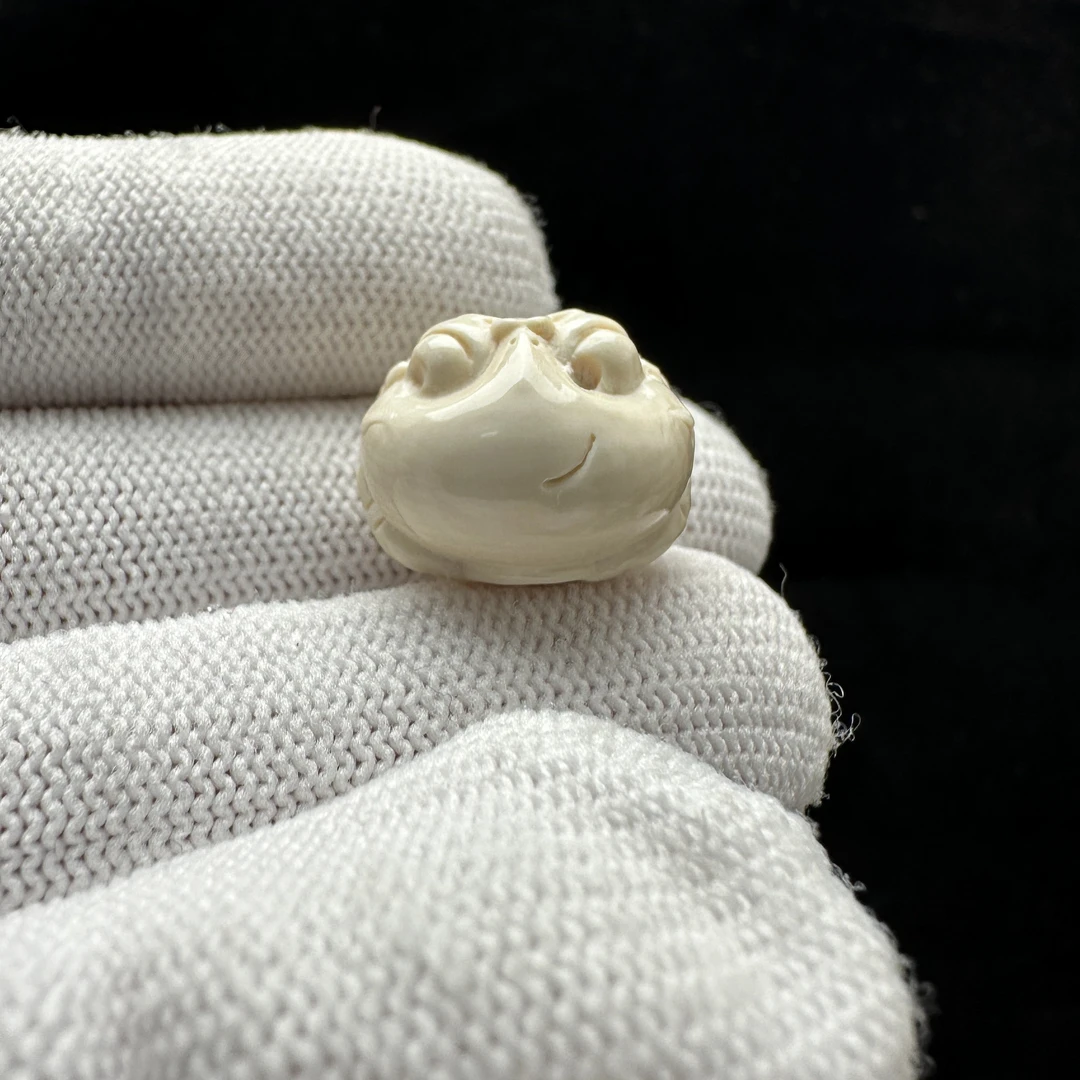 X4191天然猛犸牙 金蟾（左右孔）15.7*17.5*14mm支持鉴定 假一罚四