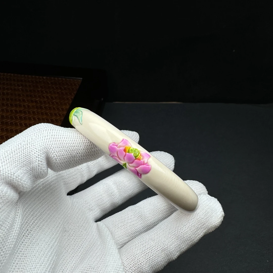 U1914天然猛犸牙 10mm彩绘圆条手圈 56mm支持鉴定 假一罚四