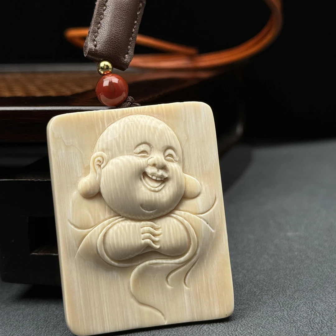 K2293天然猛犸象牙雕刻件40×52×10.2mm支持鉴定 假一罚四