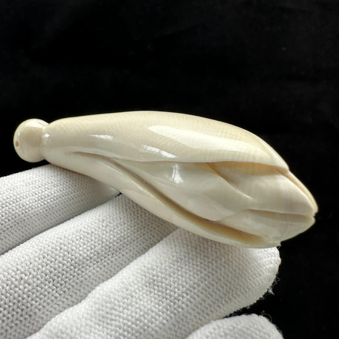 X4196天然猛犸牙 雕刻玉兰花 21.5*71.4mm支持鉴定 假一罚四
