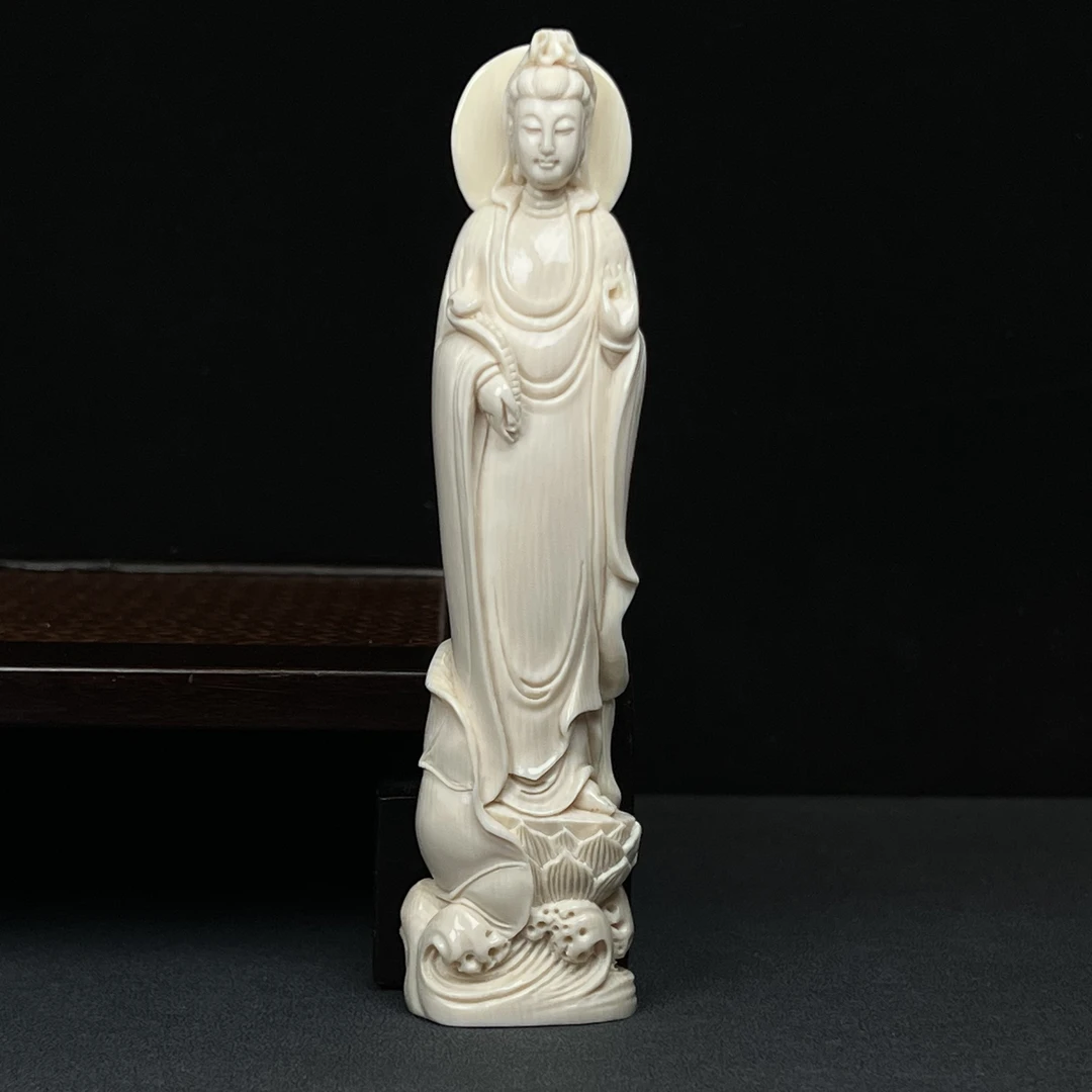 P1077 天然猛犸牙 观音摆件 30*138*18mm支持鉴定 假一罚四