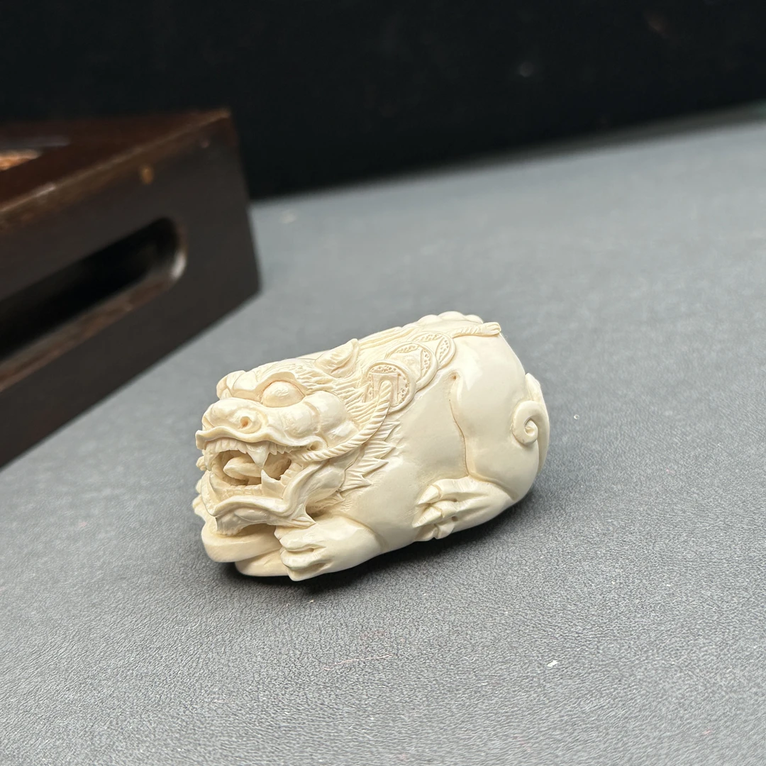 H2328天然猛犸牙 雕刻貔貅 24.8*49.2*23.7mm支持鉴定 假一罚四