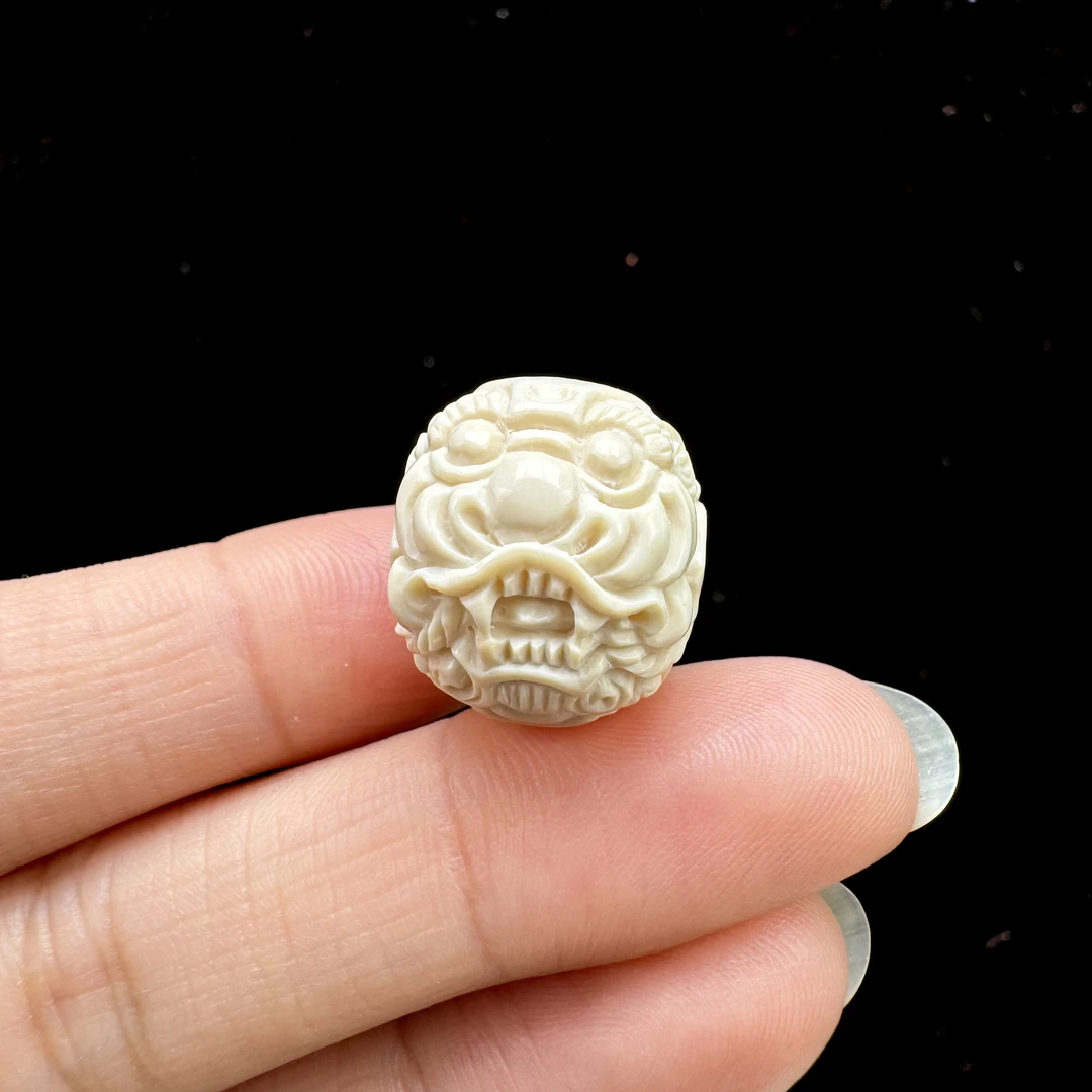 A105天然猛犸牙雕刻貔貅珠18×16mm支持鉴定 假一罚四