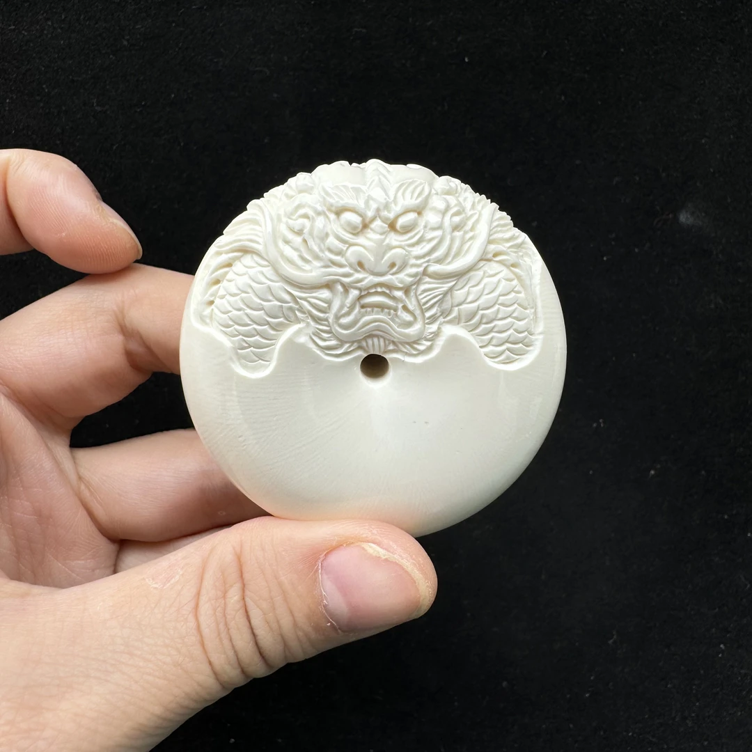 E1258天然猛犸牙雕刻平安扣 53.8*19.5mm支持鉴定 假一罚四