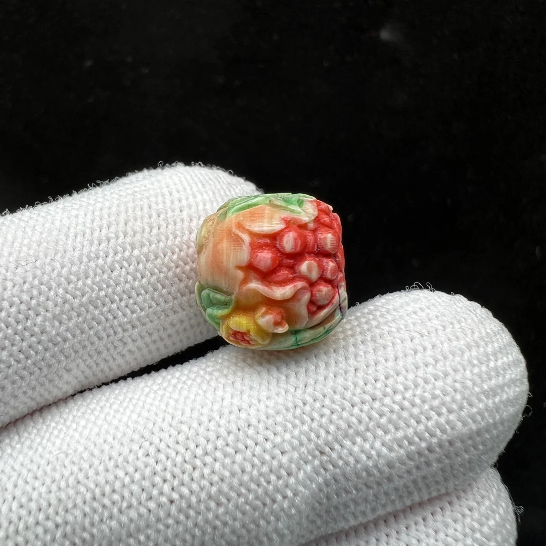 X2549天然猛犸牙彩绘珠 14mm 支持鉴定 假一罚四