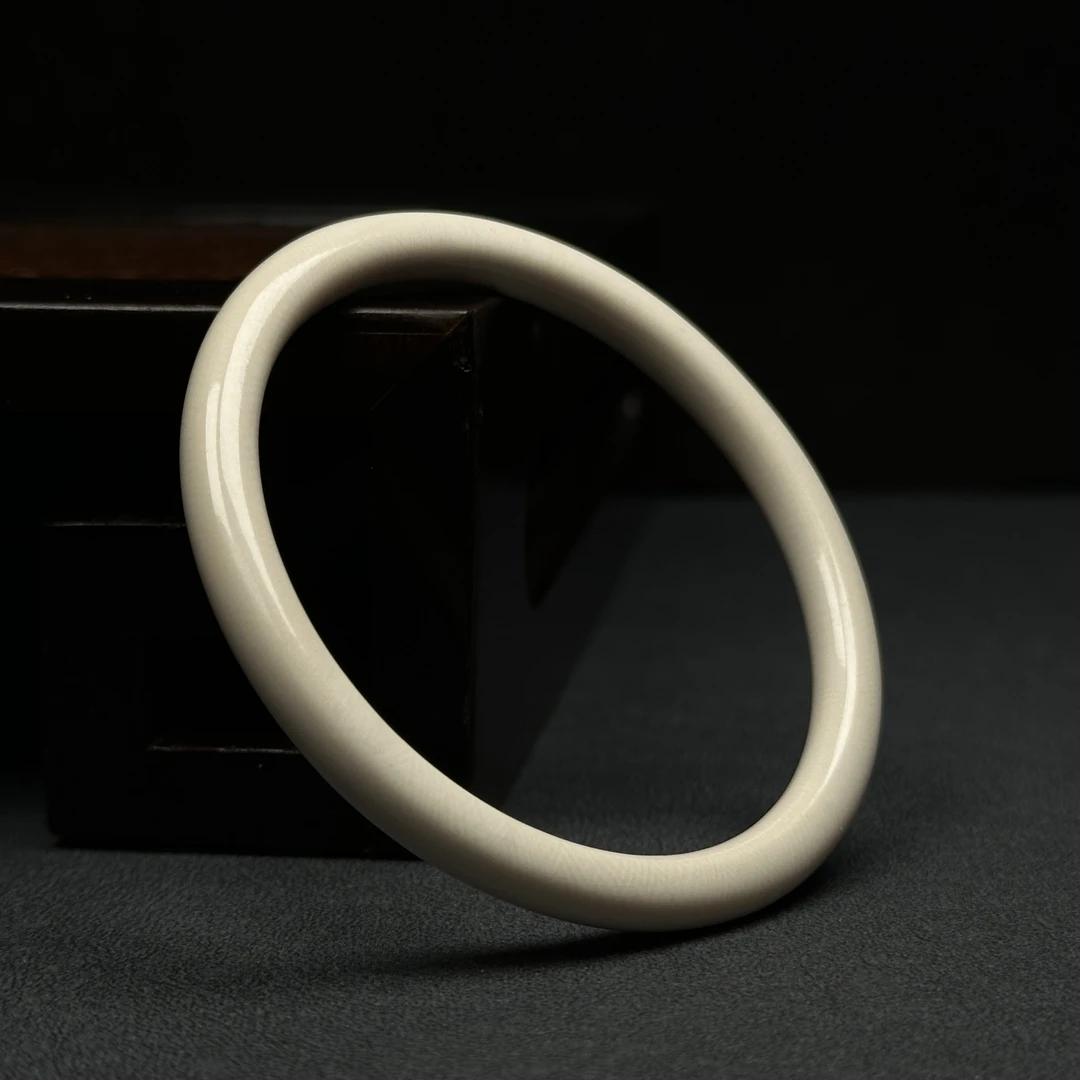 X3403天然猛犸牙 6mm圆条手圈 53mm支持鉴定 假一罚四