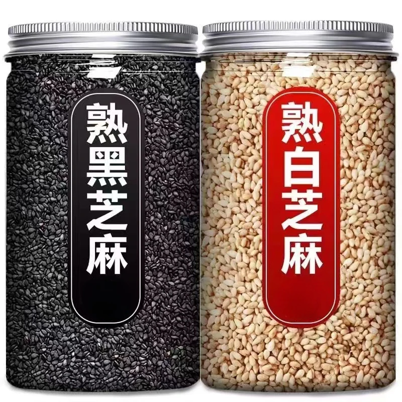 炒熟白芝麻熟黑芝麻颗粒饱农家免洗干净带皮无沙输的黑白芝麻烘焙