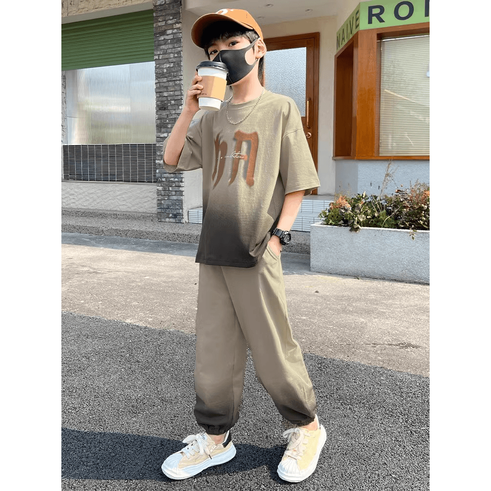 童装男童夏装短袖长裤套装2024新款中大童运动儿童夏季薄款两件套