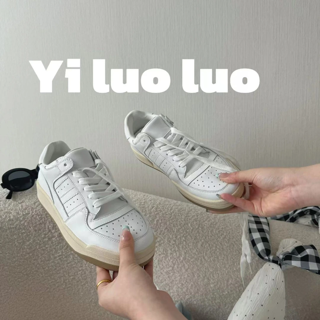 2024秋季厚底女鞋潮流休闲系带复古潮鞋百搭厚底女鞋20239