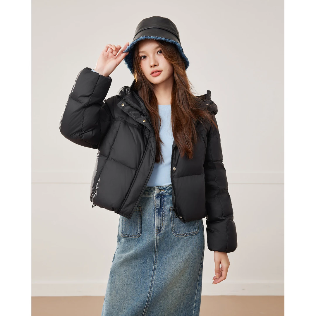 IEF/爱依服2025冬季新款时尚连帽短款休闲百搭保暖羽绒外套