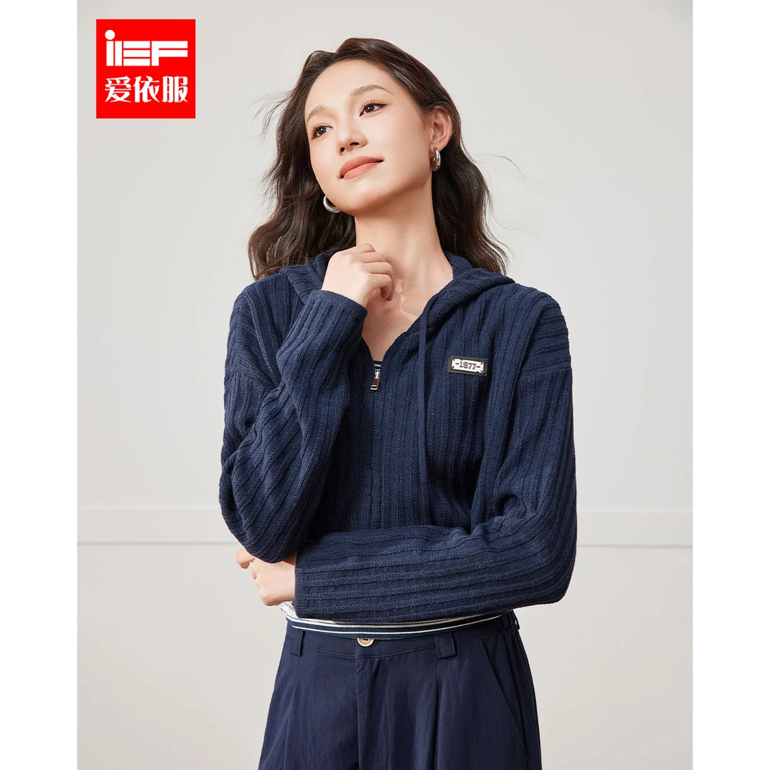 IEF/爱依服上衣2025秋季新款韩版休闲风条纹吊带毛织外套两件套