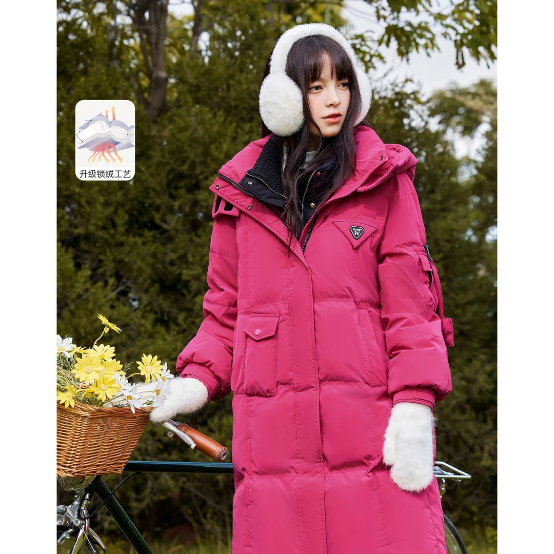 IEF/爱依服冬季韩版新款爆款宽松简约风白鸭绒保暖羽绒长外套