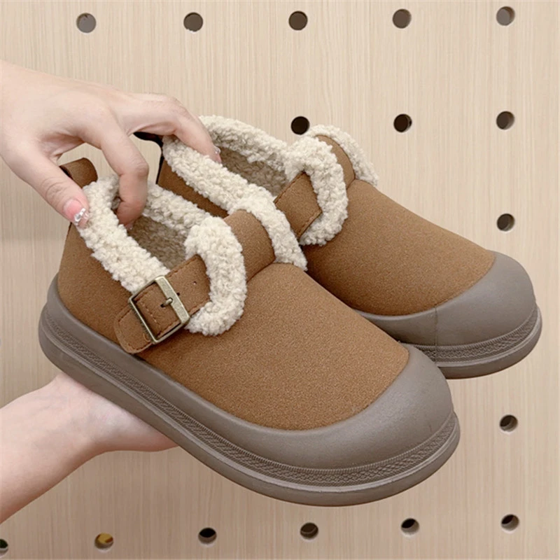 2024冬季新款加绒加厚保暖女士休闲棉鞋软底百搭勃肯鞋老北京布鞋