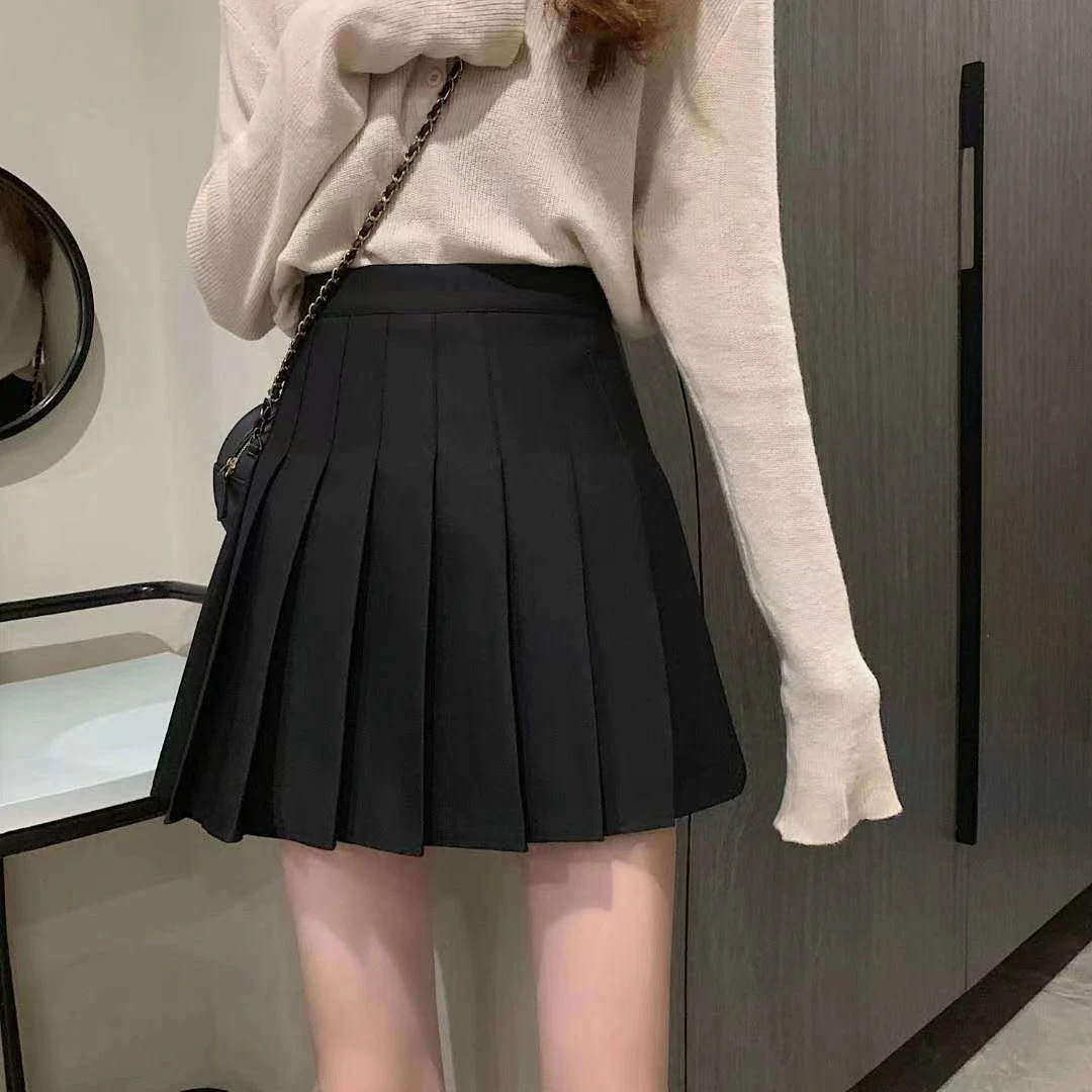 百褶裙女学院清新气质高腰显瘦百搭韩版修身短裙春秋时尚a字裙女1
