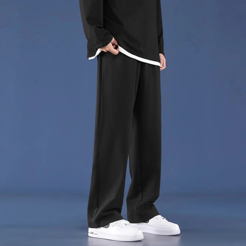 直筒裤男士大毛圈卫裤针织面料宽松秋款高品质毛圈面料休闲平脚裤