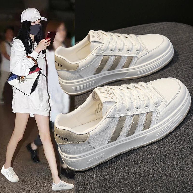 小白鞋女2024年新款春季百搭平底软底运动休闲网面板鞋单鞋ins潮