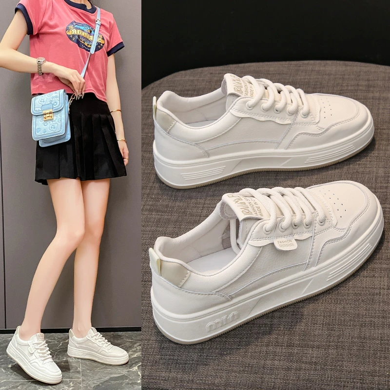 小白鞋女百搭平厚底2024夏季新款休闲女学生跑步鞋透气运动板鞋潮