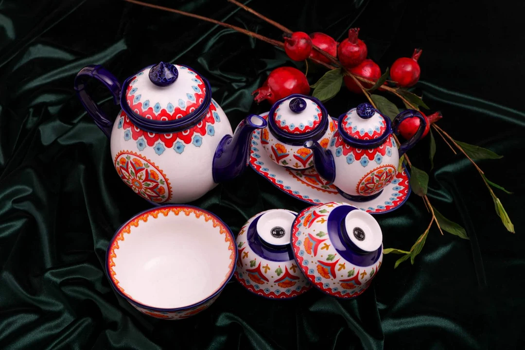 石榴花套装餐具套装61头1套家用陶瓷陶瓷中式手绘创意手工复古