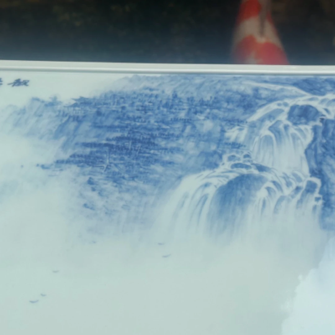 景德镇手工陶瓷茶盘新中式干泡台大号复古家用茶托艺术笔墨山水画