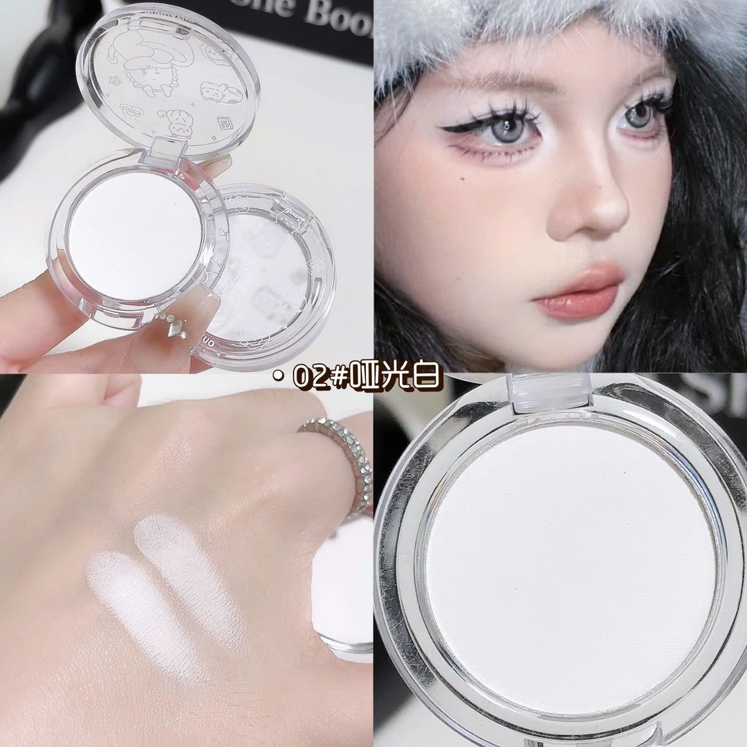 纯白色高光粉平价好用哑光提亮显白眼影卧蚕眼头泪沟凹陷单色新手