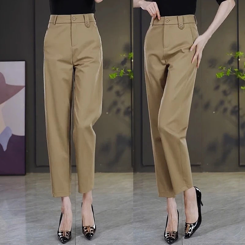 西装裤女小个子九分休闲裤子夏薄镰刀裤2024新款哈伦裤高腰烟管裤
