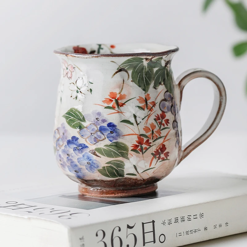 小鹿田烧日本手作马克杯日式陶制清水烧手绘水杯家用创意杯子