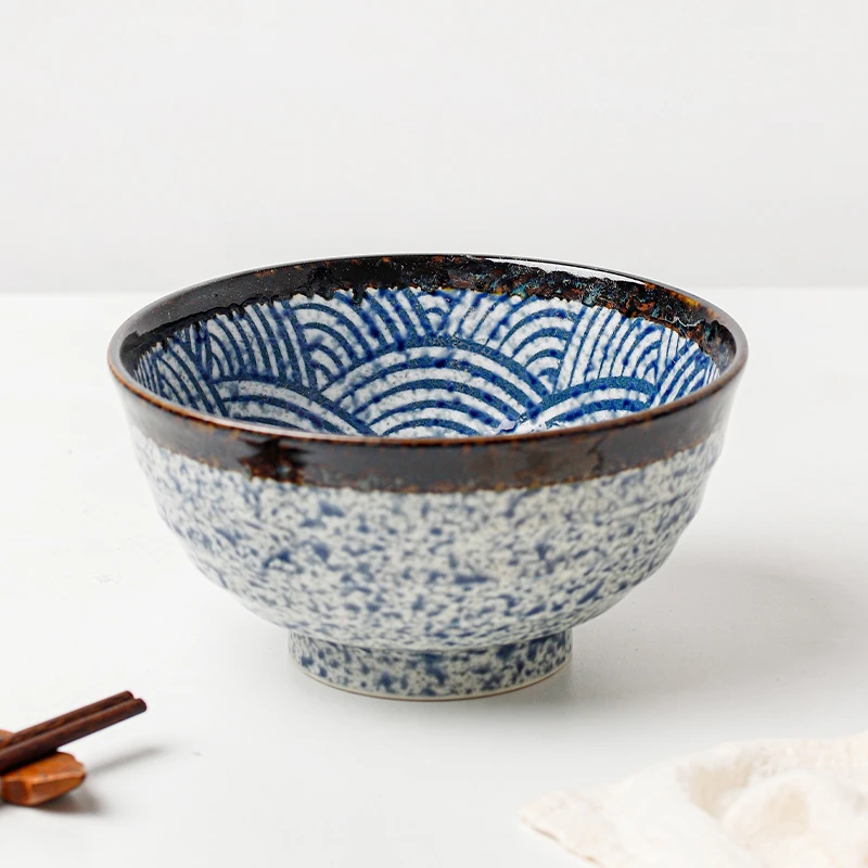 小鹿田烧青海波日本进口陶瓷日式餐具碗大面碗拉面碗家用创意网红