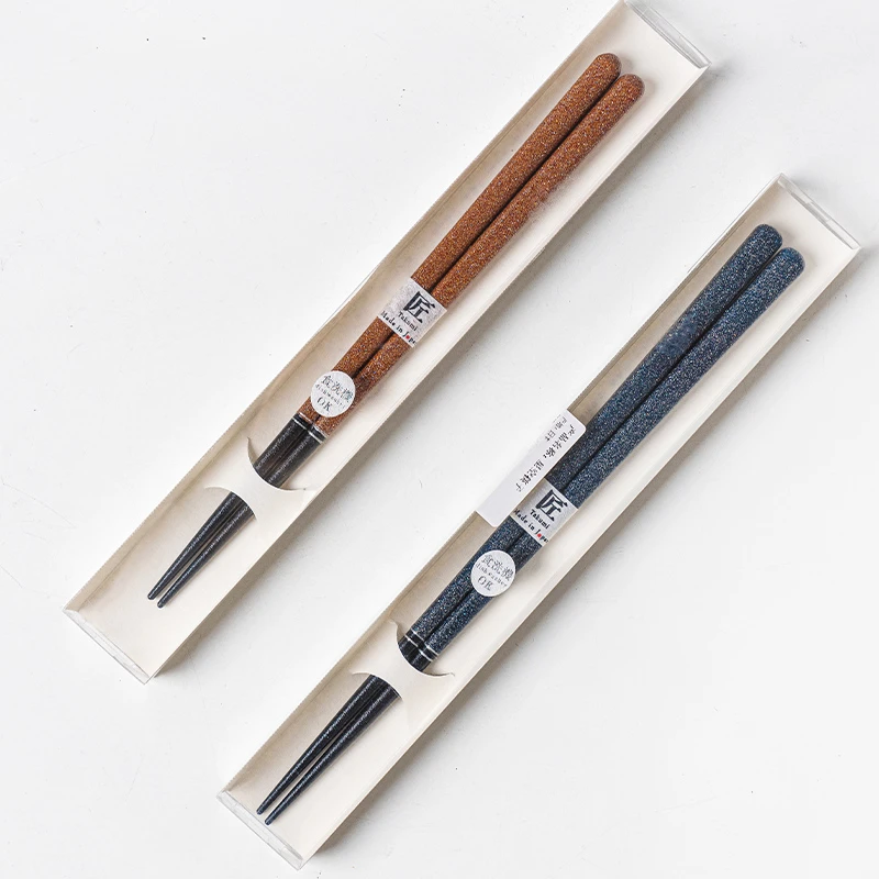日本筷子套装小鹿田烧闪烁实木尖头筷日式高档家用一人一筷高颜值