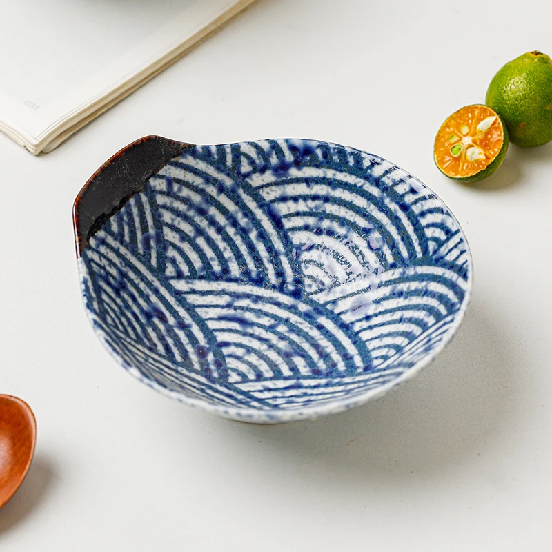 小鹿田烧 青海波日本进口陶瓷日式餐具碗菜盘碟单只家用创意网红