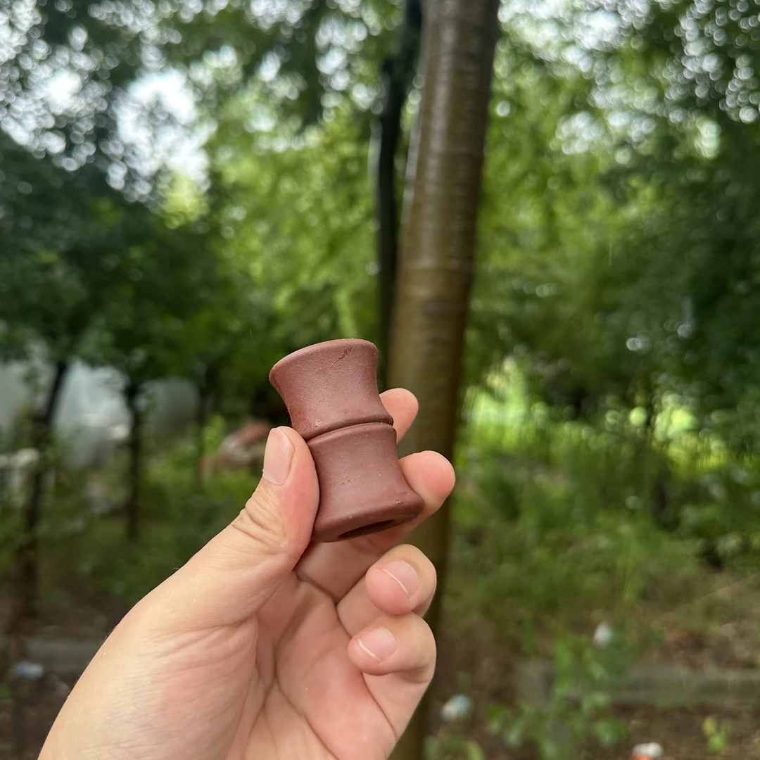 雕宠小器 紫泥精工竹节盖置