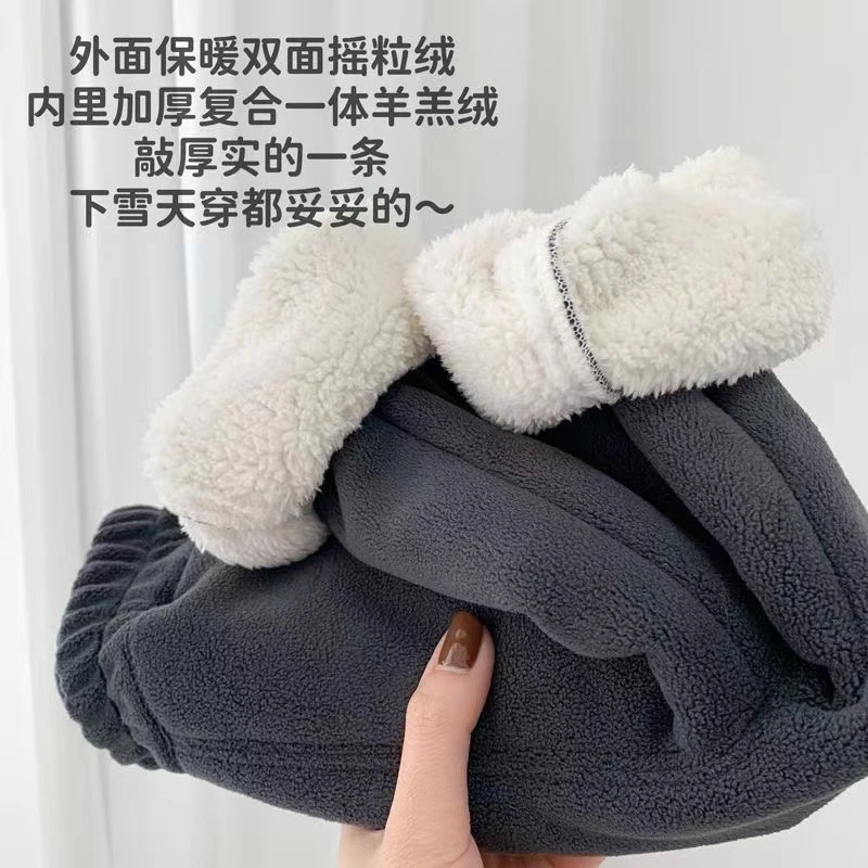 男童羊羔绒加厚冬季保暖儿童一体绒休闲卫裤宝宝秋冬加绒长裤帅气