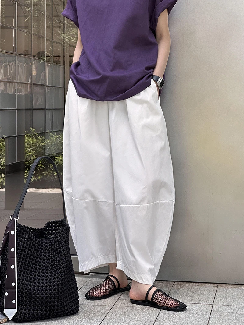 24夏季新款裤子文艺宽松休闲灯笼阔腿宽松显瘦直筒裤山本裤